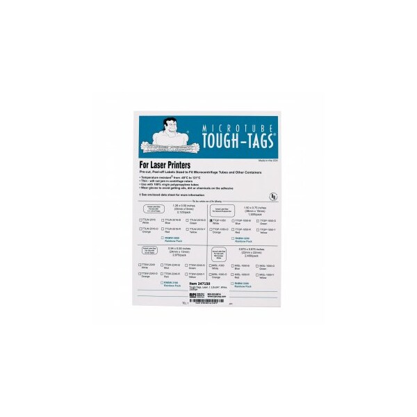 Tough-Tags, Laser, 1 1/2x3/4", White, 1500/pk, 1500PK